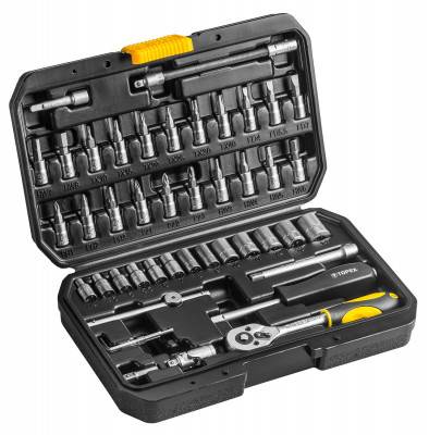 Будкрам купити Topex 38D640 Набiр торцевих головок 1/4" CrV, 46 шт.