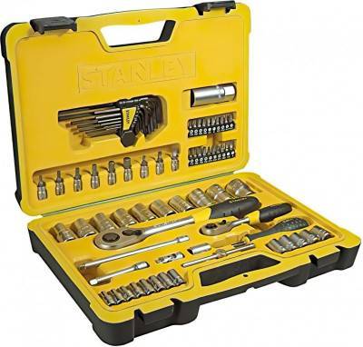 Будкрам купити Stanley Набір інструменту, торцевих головок, 1/2", 1/4", 75 од., кейс