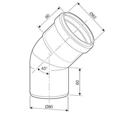 Будкрам купить Bosch Отвод FC-SE80-45 на 45° для конденсационных котлов, диаметр 80 мм Bosch Отвод FC-SE80-45 на 45° для конденсационных котлов, диаметр 80 мм 2
