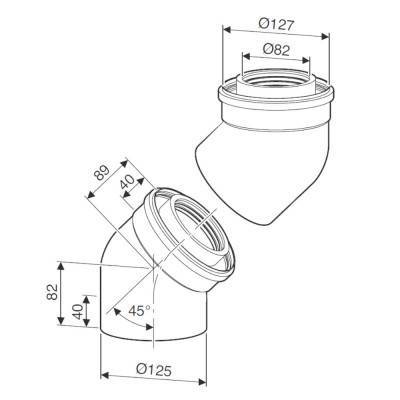 Будкрам купить Bosch Отвод коаксиальный FC-CE80-45 на 45° для конденсационных котлов Bosch Отвод коаксиальный FC-CE80-45 на 45° для конденсационных котлов 4