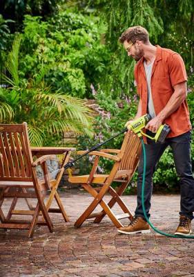 Будкрам купити Мінімийка низького тиску Ryobi RY18PWX41A-0, 18В, безщіткова, 7/22/41 бар, до 160 л/год. (без АКБ та ЗП) Мінімийка низького тиску Ryobi RY18PWX41A-0, 18В, безщіткова, 7/22/41 бар, до 160 л/год. (без АКБ та ЗП) 4