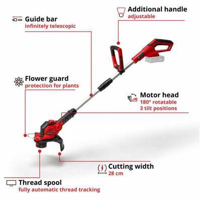 Будкрам купить Садовый триммер аккумуляторный Einhell GE-CT 18/28 Li-Solo Садовый триммер аккумуляторный Einhell GE-CT 18/28 Li-Solo 15