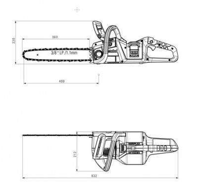 Будкрам купити Акумуляторна ланцюгова пилка Metabo MS 36-18 LTX BL 40 без акб (601613850) Акумуляторна ланцюгова пилка Metabo MS 36-18 LTX BL 40 без акб (601613850) 14