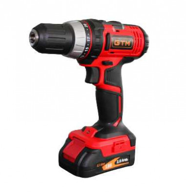 Будкрам купити Дриль-шурупокрут акумуляторний GTM DS18/40P, 18В, 40Нм, 2шв +акум.2Аг-2шт, зарядний пристрій