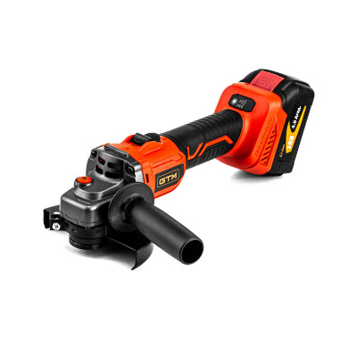 Будкрам купить Угловая шлифмашина аккумуляторная GTM AGC18/125BL 125мм, 18В, 3000-8500об/мин +акум.4Ач-2шт, зарядное устройство
