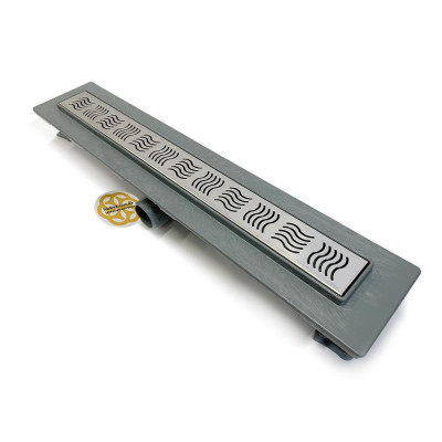 Будкрам купити Душовий трап STANDART LINE 60 см, горизонтальний, з гідрозатвором, грати хвиля, без мембран Sanpreis