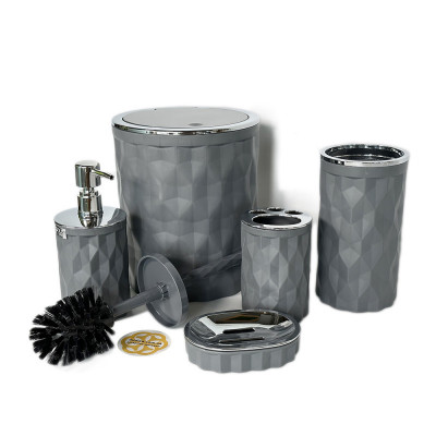 Будкрам купити Набір аксесуарів для ванної кімнати DIAMOND 5в1, антрацит OKYANUS
