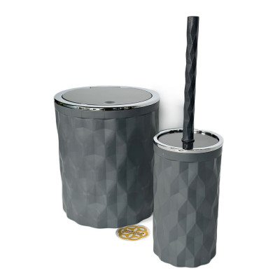 Будкрам купити Набір аксесуарів для ванної кімнати DIAMOND 5в1, антрацит OKYANUS Набір аксесуарів для ванної кімнати DIAMOND 5в1, антрацит OKYANUS 4