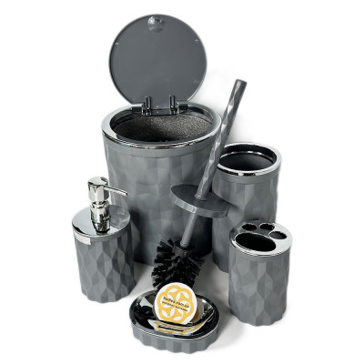 Будкрам купити Набір аксесуарів для ванної кімнати DIAMOND 5в1, антрацит OKYANUS Набір аксесуарів для ванної кімнати DIAMOND 5в1, антрацит OKYANUS 3