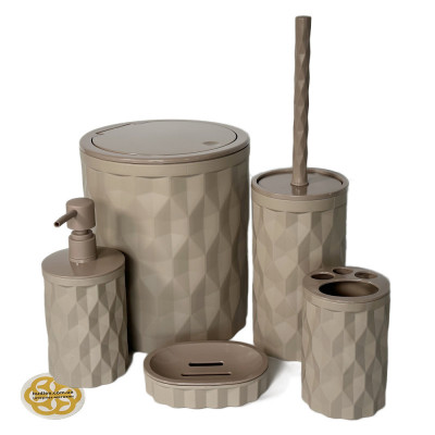 Будкрам купити Набір аксесуарів для ванної кімнати DIAMOND 5в1, мокко OKYANUS