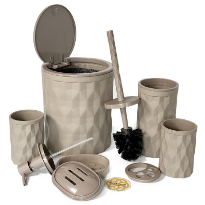 Будкрам купити Набір аксесуарів для ванної кімнати DIAMOND 5в1, мокко OKYANUS Набір аксесуарів для ванної кімнати DIAMOND 5в1, мокко OKYANUS 7