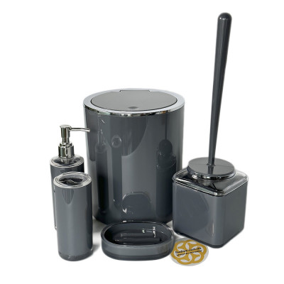 Будкрам купити Набір аксесуарів для ванної кімнати Baskili 5в1, антрацит OKYANUS