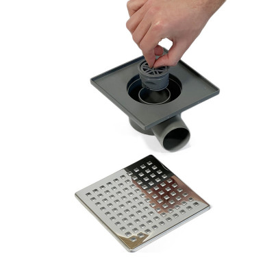 Будкрам купити Душовий трап DRAIN KLEPPER 15x15 см, горизонтальний, із сухим затвором, грати квадрат Sanpreis Душовий трап DRAIN KLEPPER 15x15 см, горизонтальний, із сухим затвором, грати квадрат Sanpreis 2