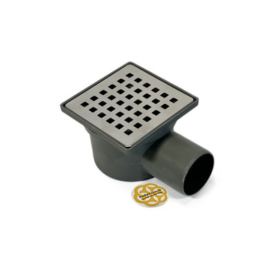 Будкрам купити Душовий трап DRAIN KLEPPER 10x10 см, горизонтальний, із сухим затвором, грати квадрат Sanpreis