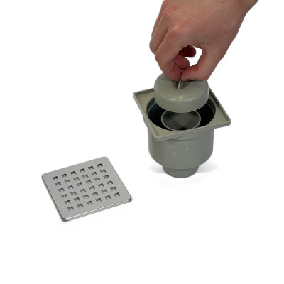 Будкрам купити Душовий трап ECO DRAIN 10x10 см, вертикальний, із сухим затвором, грати квадрат Sanpreis Душовий трап ECO DRAIN 10x10 см, вертикальний, із сухим затвором, грати квадрат Sanpreis 3