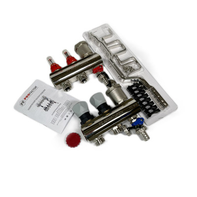 Будкрам купити Колектор з витратомірами, термоклапанами з кранами та повітровідвідниками 1"×3/4" 2 контури Profactor Колектор з витратомірами, термоклапанами з кранами та повітровідвідниками 1"×3/4" 2 контури Profactor 2