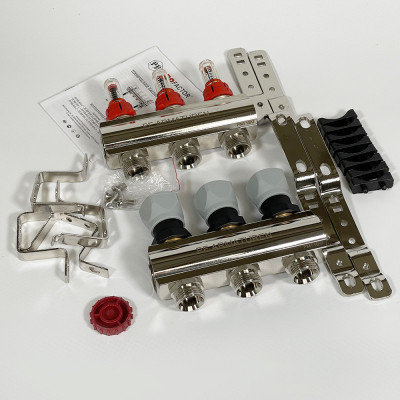 Будкрам купити Колекторна група з витратомірами та термостатичними клапанами, латунь, 1"×3/4" 3 контури Profactor Колекторна група з витратомірами та термостатичними клапанами, латунь, 1"×3/4" 3 контури Profactor 3