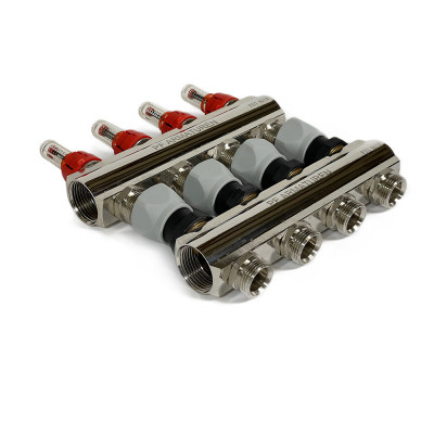 Будкрам купити Колекторна група з витратомірами та термостатичними клапанами, латунь, 1"×3/4" 4 контури Profactor