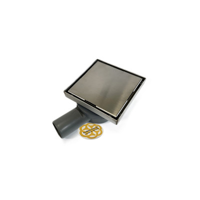 Будкрам купити Душовий трап LIBRA 15х15 см, горизонтальний, із сухим затвором, грати під плитку Sanpreis