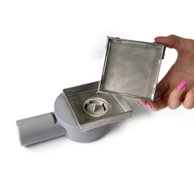 Будкрам купить Душевой трап LIBRA 10х10 см, горизонтальный, с сухим затвором, решётка под плитку Sanpreis Душевой трап LIBRA 10х10 см, горизонтальный, с сухим затвором, решётка под плитку Sanpreis 4