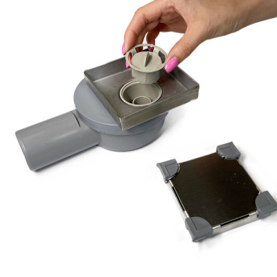 Будкрам купить Душевой трап LIBRA 10х10 см, горизонтальный, с сухим затвором, решётка под плитку Sanpreis Душевой трап LIBRA 10х10 см, горизонтальный, с сухим затвором, решётка под плитку Sanpreis 5