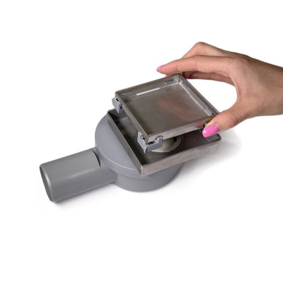 Будкрам купить Душевой трап LIBRA 10х10 см, горизонтальный, с сухим затвором, решётка под плитку Sanpreis Душевой трап LIBRA 10х10 см, горизонтальный, с сухим затвором, решётка под плитку Sanpreis 3