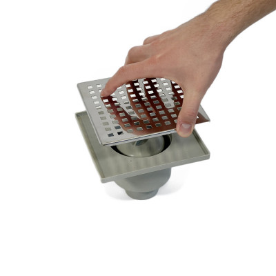 Будкрам купити Душовий трап LINE 15х15 см, вертикальний, із сухим затвором, грати квадрат Sanpreis Душовий трап LINE 15х15 см, вертикальний, із сухим затвором, грати квадрат Sanpreis 4