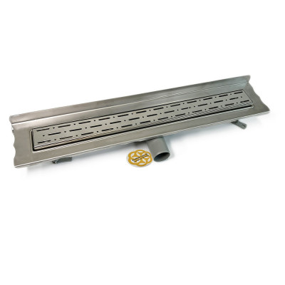 Будкрам купить Душевой канал MAXI LEGAL 60см, горизонтальный, нержавеющая сталь, с фланцем для пристенного монтажа,  решётка дождь Sanpreis