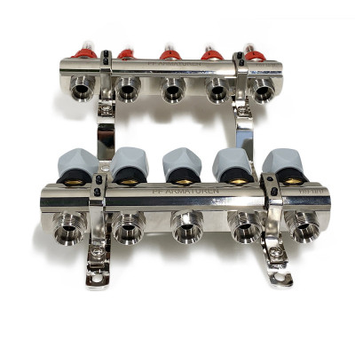 Будкрам купити Колекторна група з витратомірами та термостатичними клапанами, латунь, 1"×3/4" 5 контурів Profactor Колекторна група з витратомірами та термостатичними клапанами, латунь, 1"×3/4" 5 контурів Profactor 2