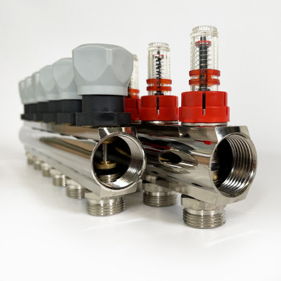 Будкрам купити Колекторна група з витратомірами та термостатичними клапанами, латунь, 1"×3/4" 6 контурів Profactor Колекторна група з витратомірами та термостатичними клапанами, латунь, 1"×3/4" 6 контурів Profactor 4