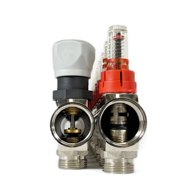 Будкрам купить Коллекторная группа с расходомерами и термостатическими клапанами, латунь, 1"×3/4" 9 контуров Profactor Коллекторная группа с расходомерами и термостатическими клапанами, латунь, 1"×3/4" 9 контуров Profactor 3