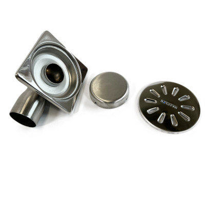 Будкрам купить Душевой трап PREMIUM SLIM 10х10 см,  нержавеющая сталь, горизонтальный, с гидрозатвором Sanpreis Душевой трап PREMIUM SLIM 10х10 см,  нержавеющая сталь, горизонтальный, с гидрозатвором Sanpreis 2