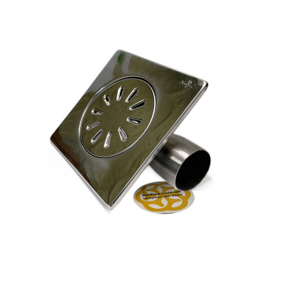 Будкрам купить Душевой трап PREMIUM SLIM 15х15 см, нержавеющая сталь, горизонтальный, гидрозатвор Sanpreis