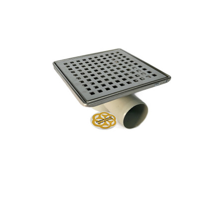 Будкрам купить Душевой трап LINE 10х10 см, горизонтальный, с сухим затвором, решётка квадрат Sanpreis