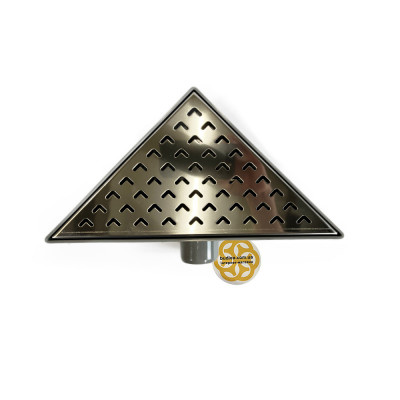Будкрам купить Душевой трап LINE TRIANGLE 23,4х33 см, горизонтальный, с гидрозатвором, решётка волна Sanpreis