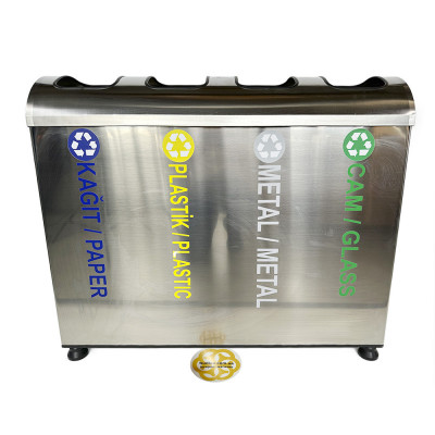 Будкрам купить Мусорный контейнер для раздельного сбора мусора 4х36Л, нержавеющая сталь, хром Efor