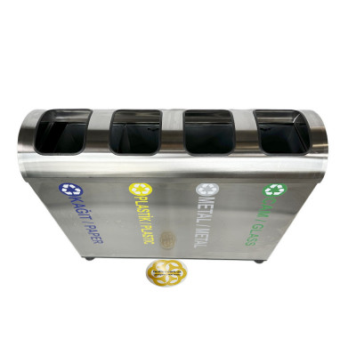 Будкрам купить Мусорный контейнер для раздельного сбора мусора 4х36Л, нержавеющая сталь, хром Efor Мусорный контейнер для раздельного сбора мусора 4х36Л, нержавеющая сталь, хром Efor 2