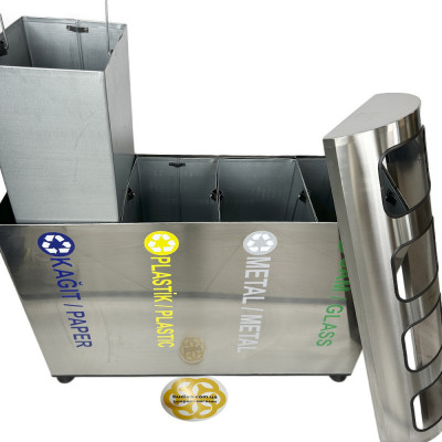 Будкрам купить Мусорный контейнер для раздельного сбора мусора 4х36Л, нержавеющая сталь, хром Efor Мусорный контейнер для раздельного сбора мусора 4х36Л, нержавеющая сталь, хром Efor 3