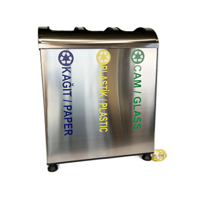 Будкрам купить Мусорный контейнер для раздельного сбора мусора 3х35Л, нержавеющая сталь, хром Efor