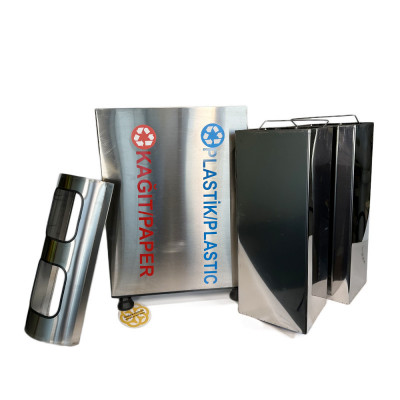 Будкрам купить Мусорный контейнер для сортировки бумаги и пластика 2х30Л, нержавеющая сталь, хром Efor Мусорный контейнер для сортировки бумаги и пластика 2х30Л, нержавеющая сталь, хром Efor 4