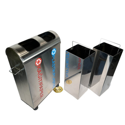 Будкрам купить Мусорный контейнер для сортировки бумаги и пластика 2х30Л, нержавеющая сталь, хром Efor Мусорный контейнер для сортировки бумаги и пластика 2х30Л, нержавеющая сталь, хром Efor 3