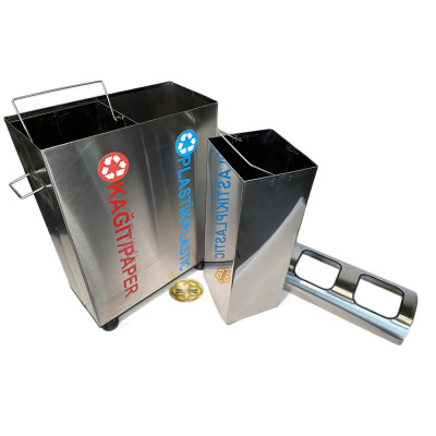 Будкрам купить Мусорный контейнер для сортировки бумаги и пластика 2х30Л, нержавеющая сталь, хром Efor Мусорный контейнер для сортировки бумаги и пластика 2х30Л, нержавеющая сталь, хром Efor 2