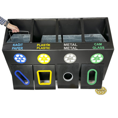 Будкрам купити Сміттєвий контейнер для роздільного збору сміття 4в1, нержавіюча сталь, чорний Efor Сміттєвий контейнер для роздільного збору сміття 4в1, нержавіюча сталь, чорний Efor 3