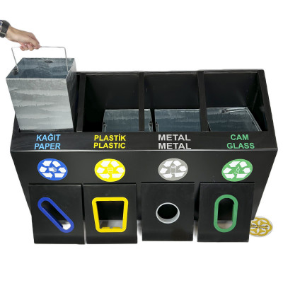 Будкрам купити Сміттєвий контейнер для роздільного збору сміття 4в1, нержавіюча сталь, чорний Efor Сміттєвий контейнер для роздільного збору сміття 4в1, нержавіюча сталь, чорний Efor 2