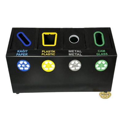 Будкрам купити Сміттєвий контейнер для роздільного збору сміття 4в1, нержавіюча сталь, чорний Efor