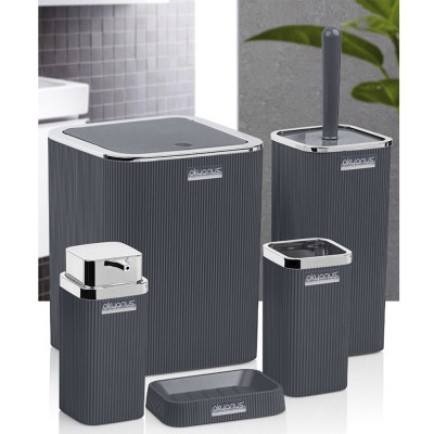 Будкрам купити Набір аксесуарів для ванної кімнати STELLA 5в1, антрацит OKYANUS