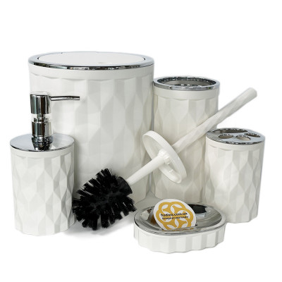 Будкрам купити Набір аксесуарів для ванної кімнати DIAMOND 5в1, білий OKYANUS