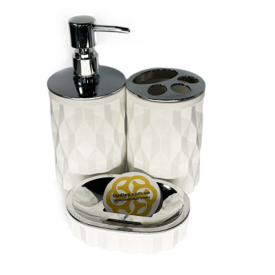 Будкрам купить Набор аксессуаров для ванной комнаты DIAMOND 5в1, белый OKYANUS Набор аксессуаров для ванной комнаты DIAMOND 5в1, белый OKYANUS 5