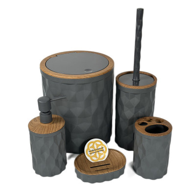 Будкрам купить Набор аксессуаров для ванной комнаты DIAMOND 5в1, антрацит OKYANUS Набор аксессуаров для ванной комнаты DIAMOND 5в1, антрацит OKYANUS 3