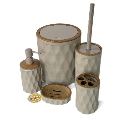 Будкрам купити Набір аксесуарів для ванної кімнати DIAMOND 5в1, коричневий OKYANUS